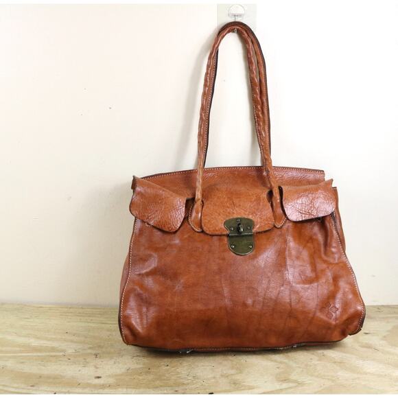 Patricia Nash Bag Brown Leather Rodano Satchel Large Shoulder Bag - Picture 1 of 16
